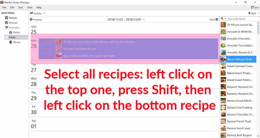 Paprika app | How to select recipes for grocery list in Paprika app