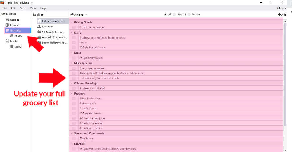 Paprika app | How to edit your grocery list in Paprika app