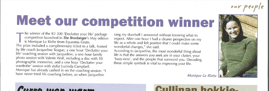 Winning a competition in a local magazine