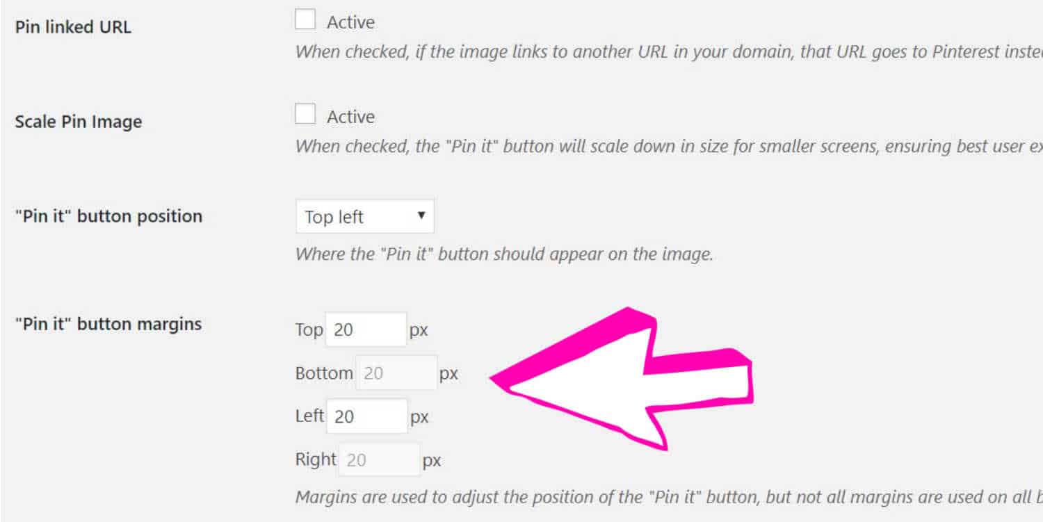Arrow to margin sizes for custom save buttons
