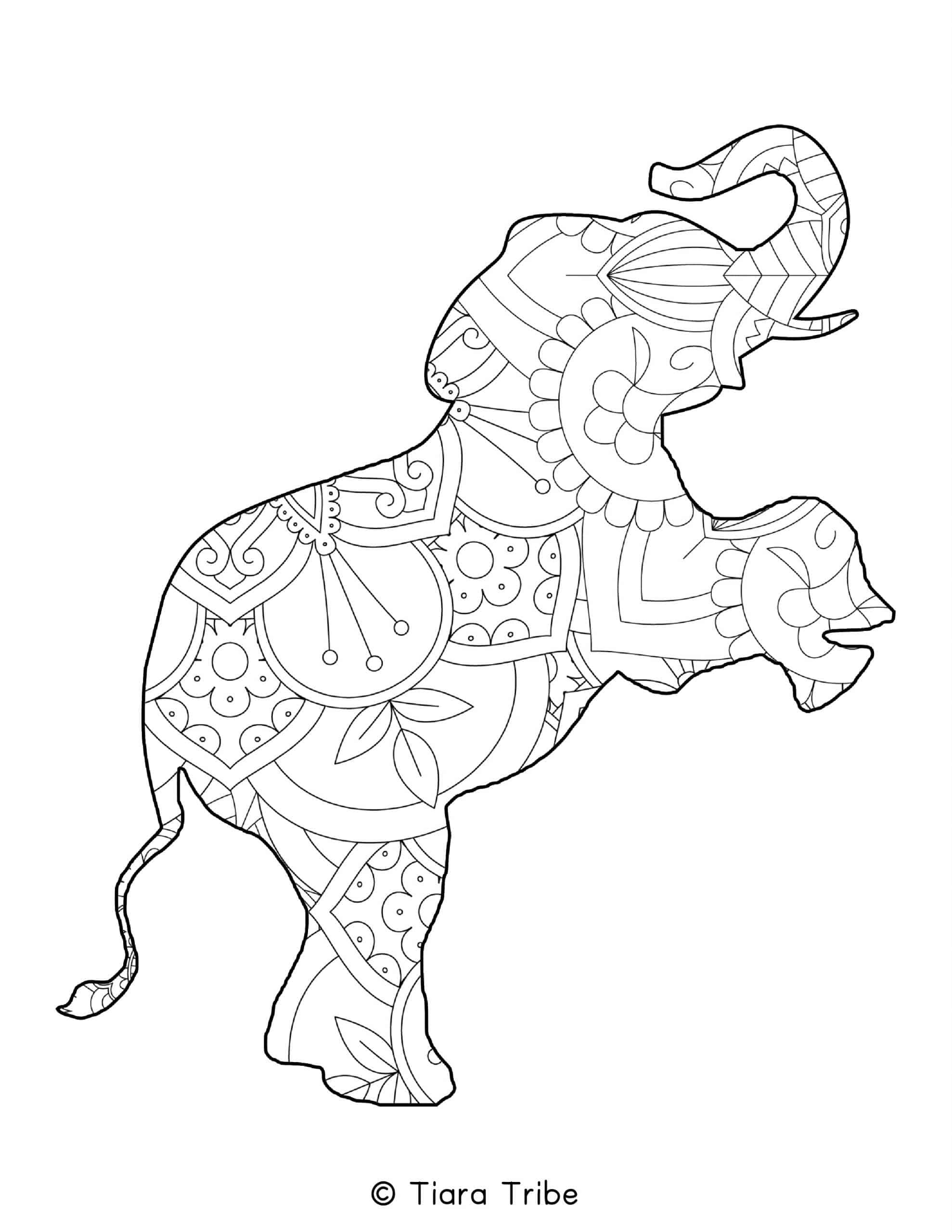 11 Elephant Mandala Coloring Pages Easy