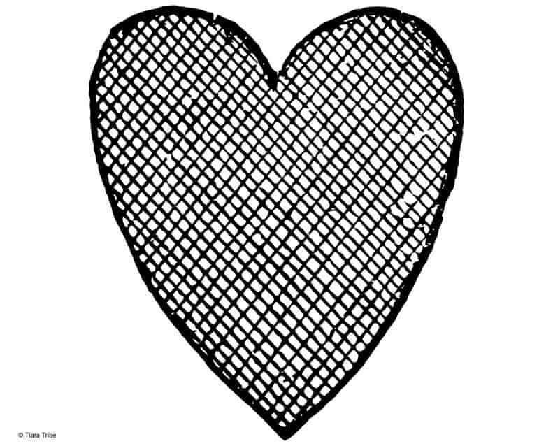 Heart crosshatch with squares to color in