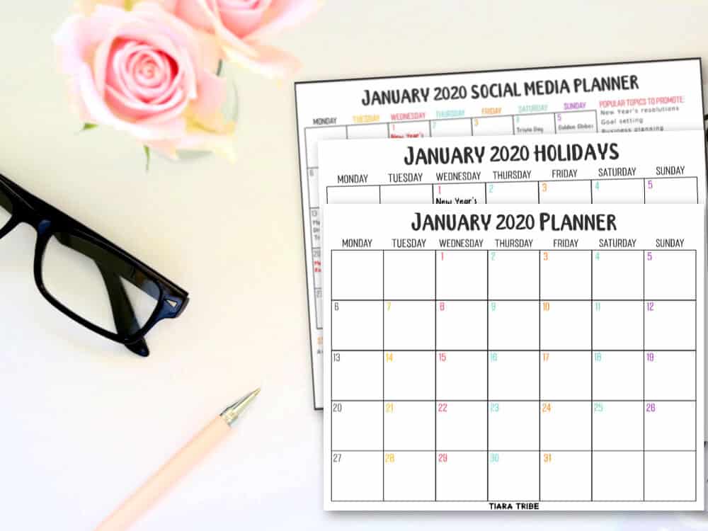 Free January 2020 Calendar