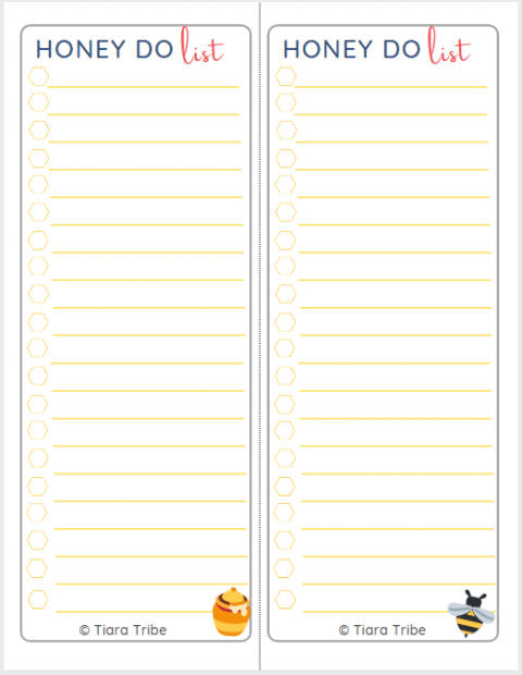 Cute Free Honey Do Lists - Download &amp; Print - Tiara Tribe